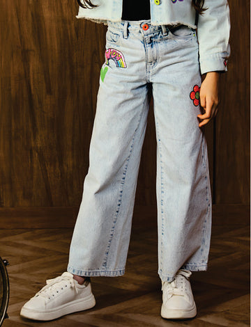 WIDE LEG DENIM PANT VTM01-11061 BLUE