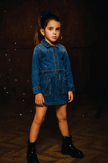 CARGO DENIM DRESS VTM07-009 RAW-BLUE