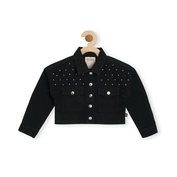 EMBELLISHED DENIM JACKET VTM12-053 BLACK