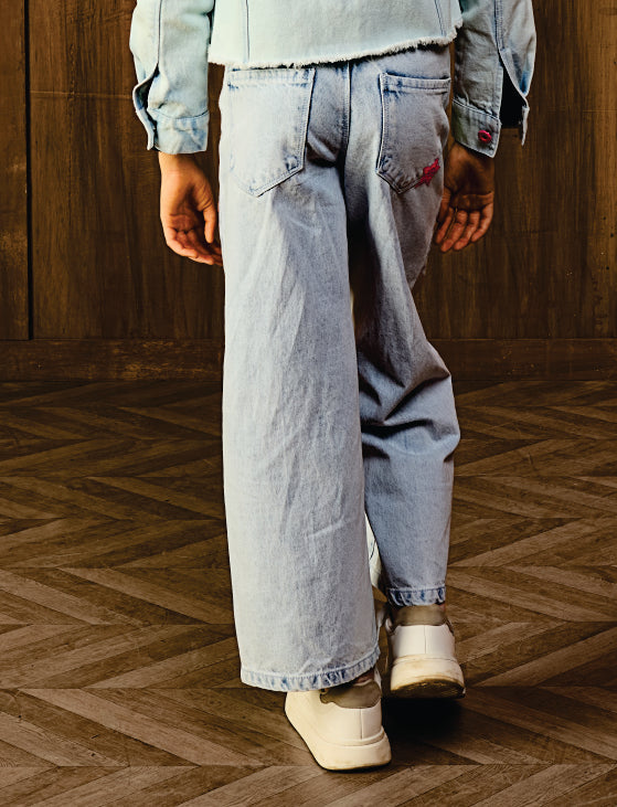 WIDE LEG DENIM PANT VTM01-11061 BLUE
