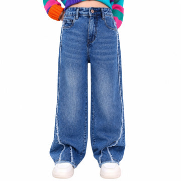 VITAMINS WIDE LEG CUT N SEW WITH RAW AGE DENIM PANTS