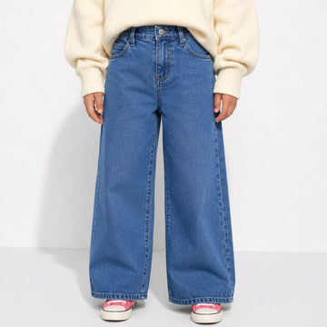 VITAMINS WIDE LEG FIT EMBROIDERED DENIM PANTS