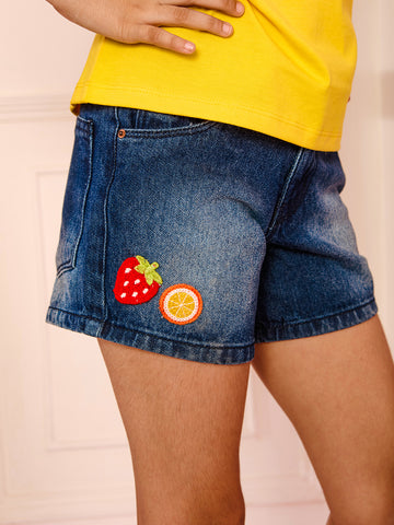 VITAMINS ZIG ZAG LACE DENIM SHORTS
