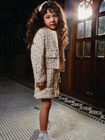 SEQUINS FUR DRESS VTM07-021 BEIGE