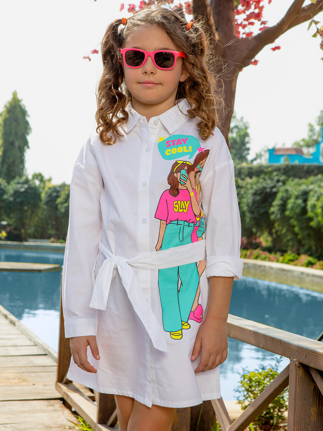 VITAMINS CHARACTER GRAPHIC SHIRT DRESS