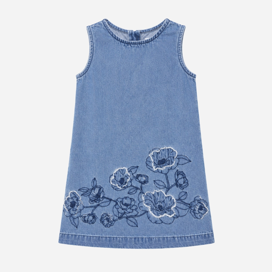 VITAMINS DENIM EMBROIDERED PATCH ALINE DRESS