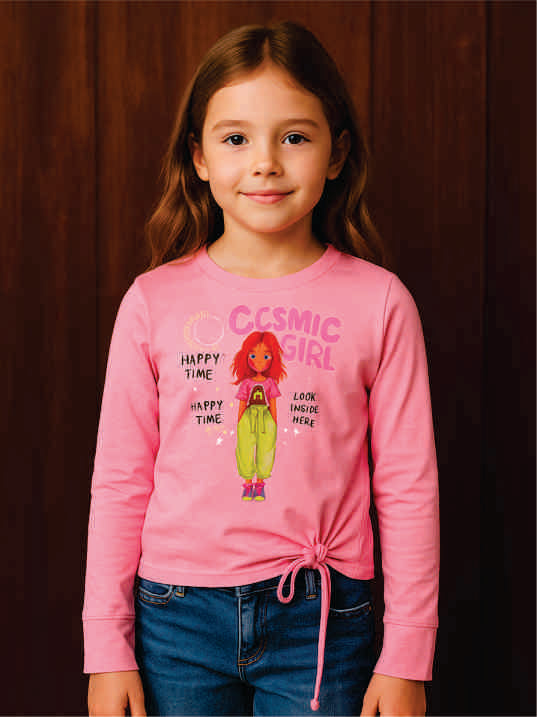 GRAPHIC KNIT TOP VTM08-026 FLAMINGO-PINK