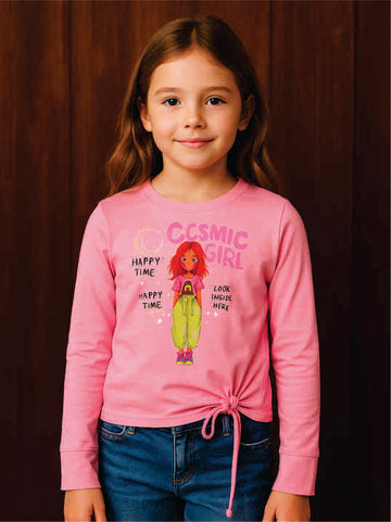 GRAPHIC KNIT TOP VTM08-026 FLAMINGO-PINK