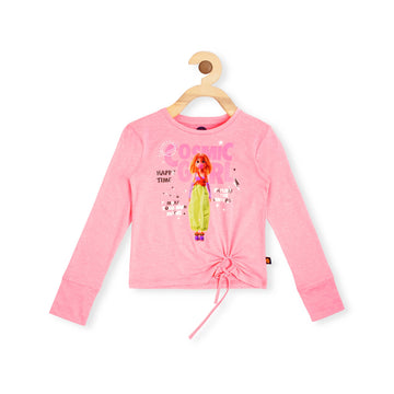 GRAPHIC KNIT TOP VTM08-026 FLAMINGO-PINK