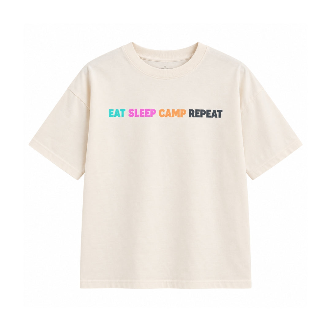 VITAMINS BOXY FIT T-SHIRT WITH EAT SLEEP CAMP REPEAT GRAPHIC