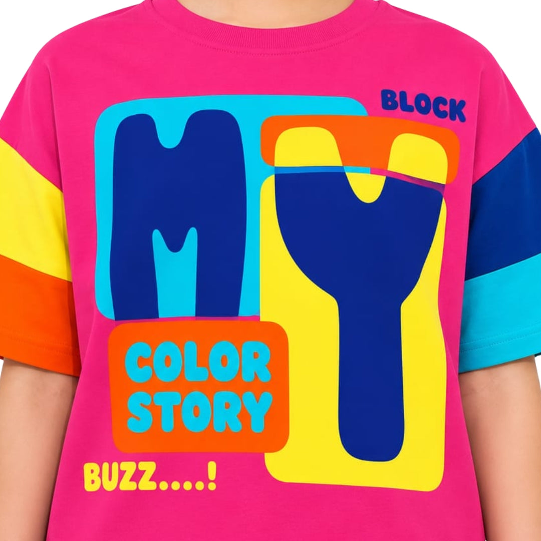 VITAMINS BLOCK BUZZ GRAPHIC BOXY FIT T-SHIRT