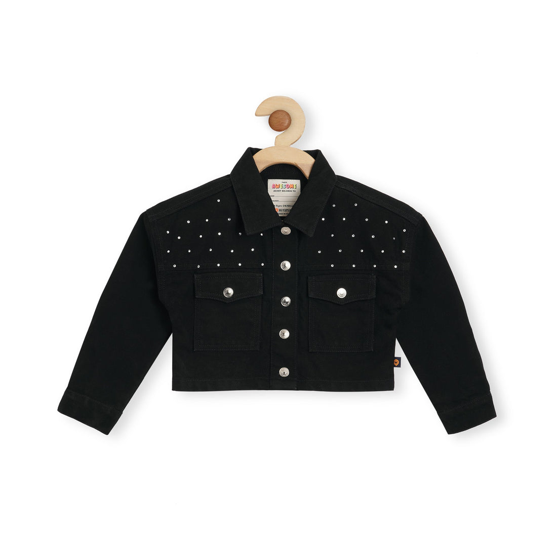 EMBELLISHED DENIM JACKET VTM12-053 BLACK
