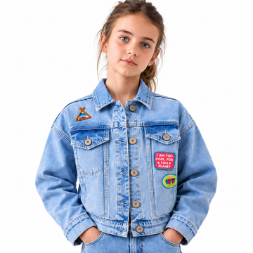 VITAMINS BOXY FIT DENIM JACKET WITH PATCHES