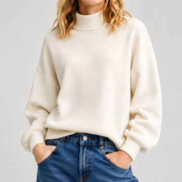 VITAMINS SOLID BRIGHT HIGH NECK FLAT KNIT TOP