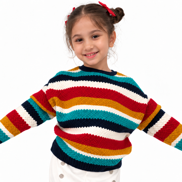 VITAMINS LOW DROP BOXY FIT BRIGHT STRIPE SWEATER