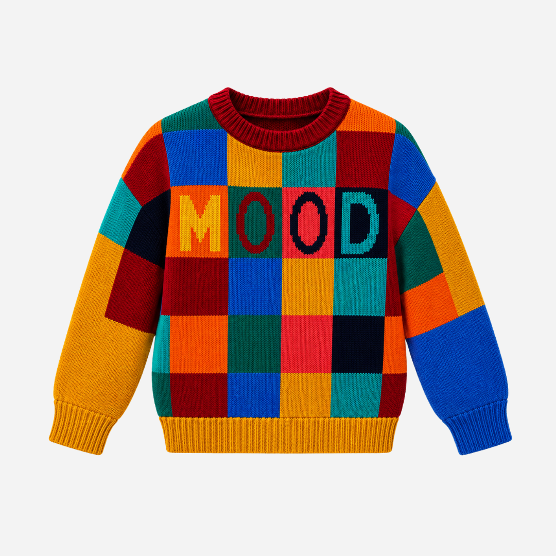 VITAMINS LOW DROP BOXY FIT BRIGHT CHECKERED SWEATER