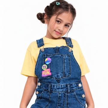 VITAMINS DENIM SHORTS DUNGREE EMBELLISHED WITH BADGES