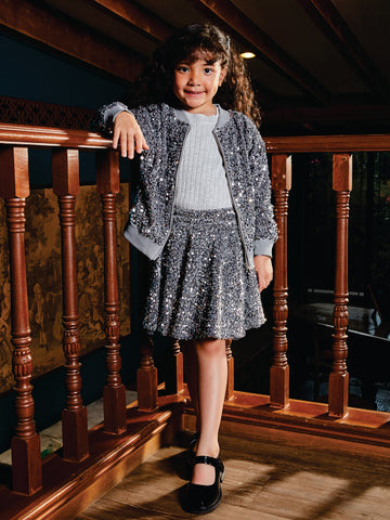 SEQUINS BOMBER ENSEMBLE VTM19-079 FROST-GREY