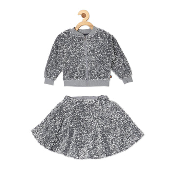 SEQUINS BOMBER ENSEMBLE VTM19-079 FROST-GREY