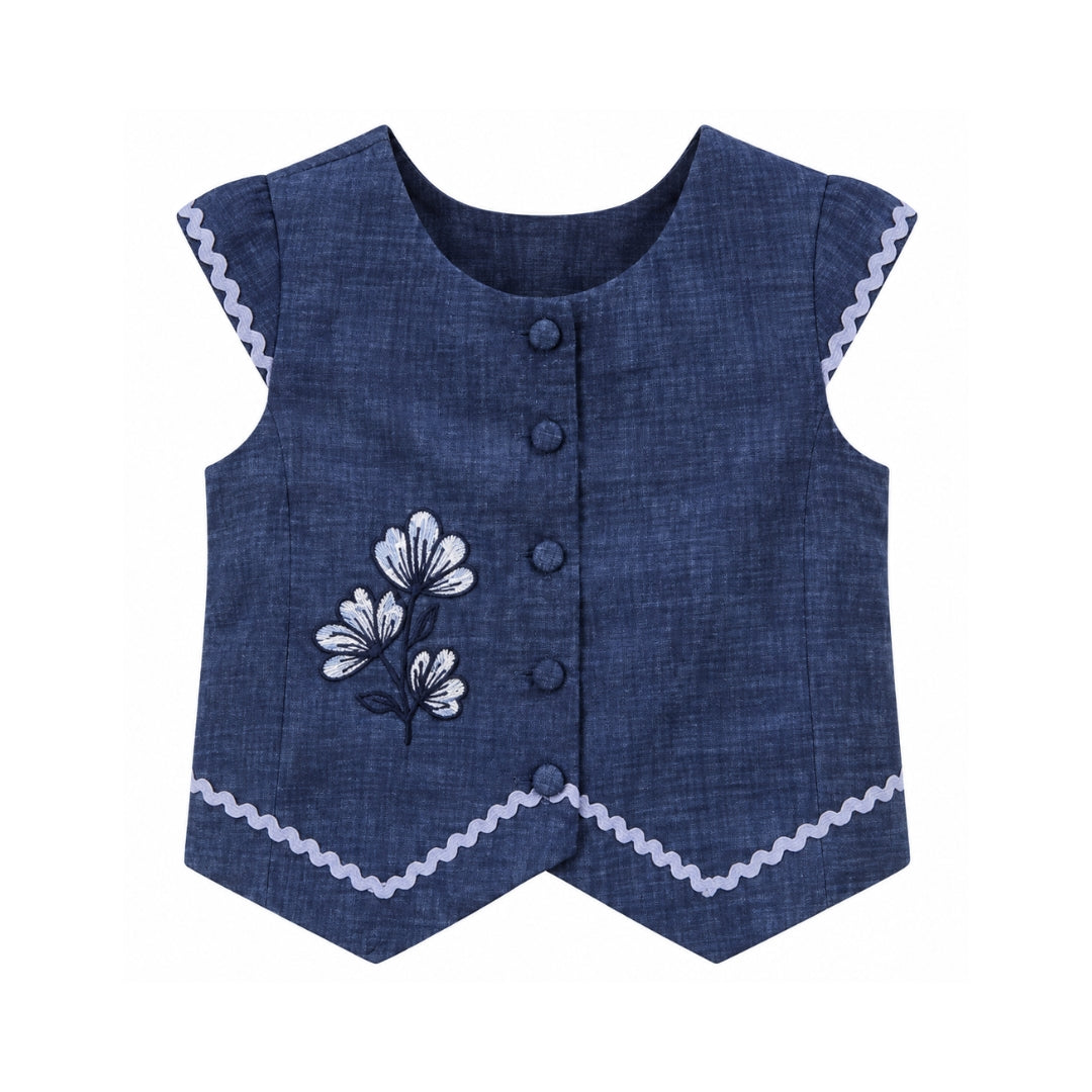 VITAMINS INDIGO APPLIQUE MATCHING TOP