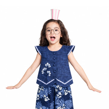 VITAMINS INDIGO APPLIQUE MATCHING TOP