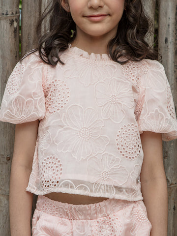 VITAMINS SELF FLORAL EMBROIDERED MATCHING TOP