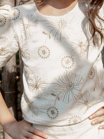VITAMINS EMBROIDERED SHORT SLEEVE MATCHING TOP