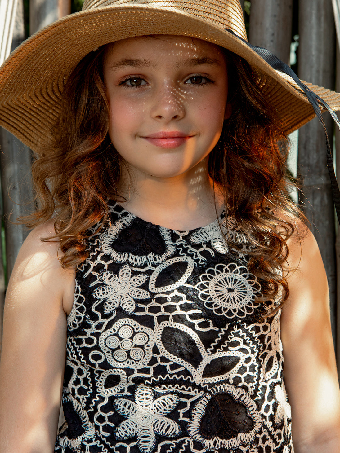 VITAMINS EMBROIDERED BLACK N WHITE CORD SET TOP