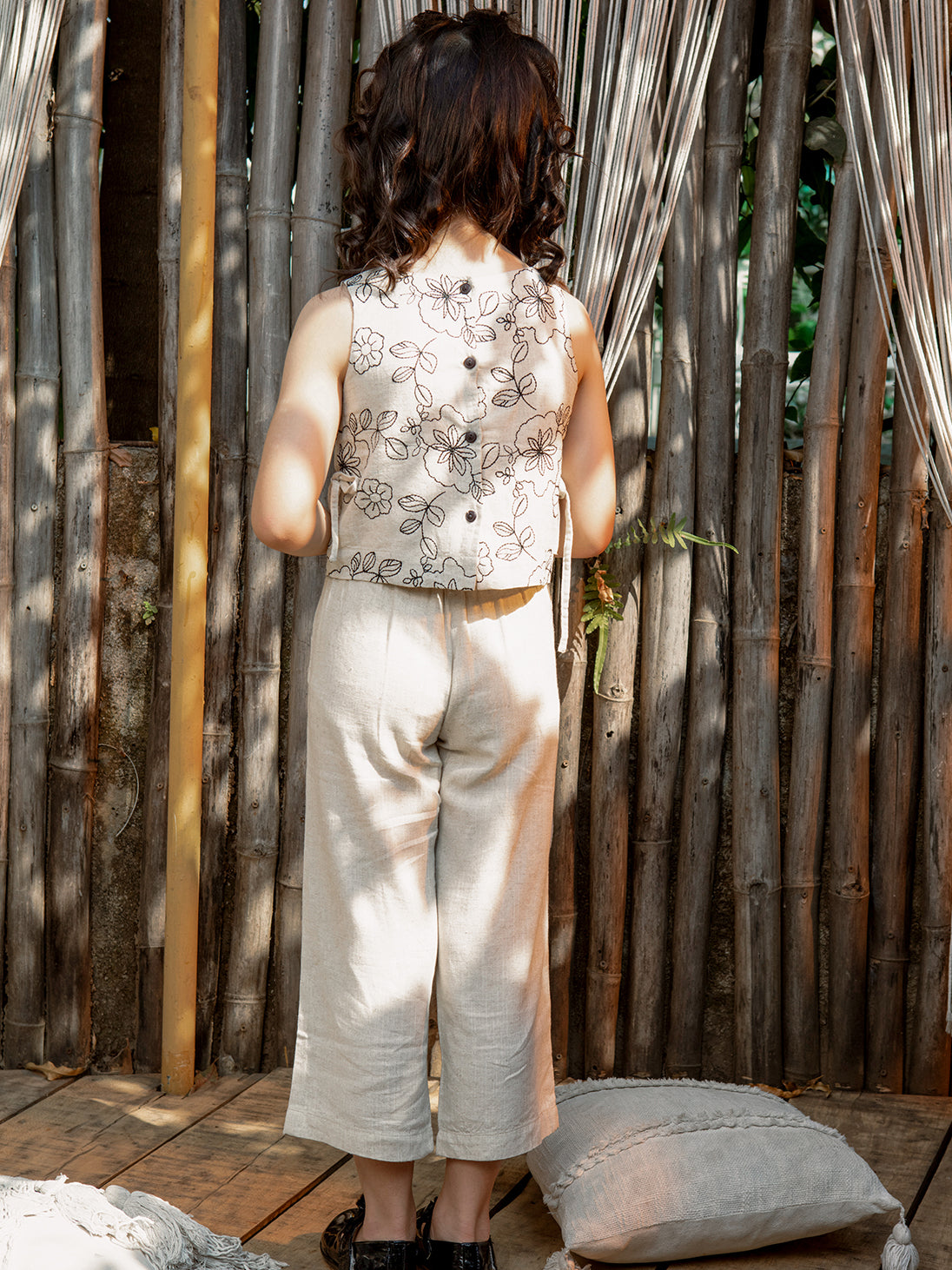 VITAMINS FLORAL EMBROIDERED CORD SET BOTTOM