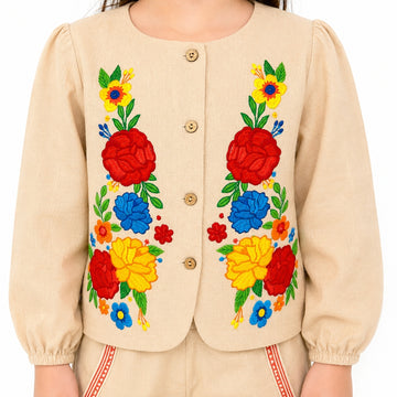 VITAMINS FLORAL EMBROIDERED MATCHING TOP