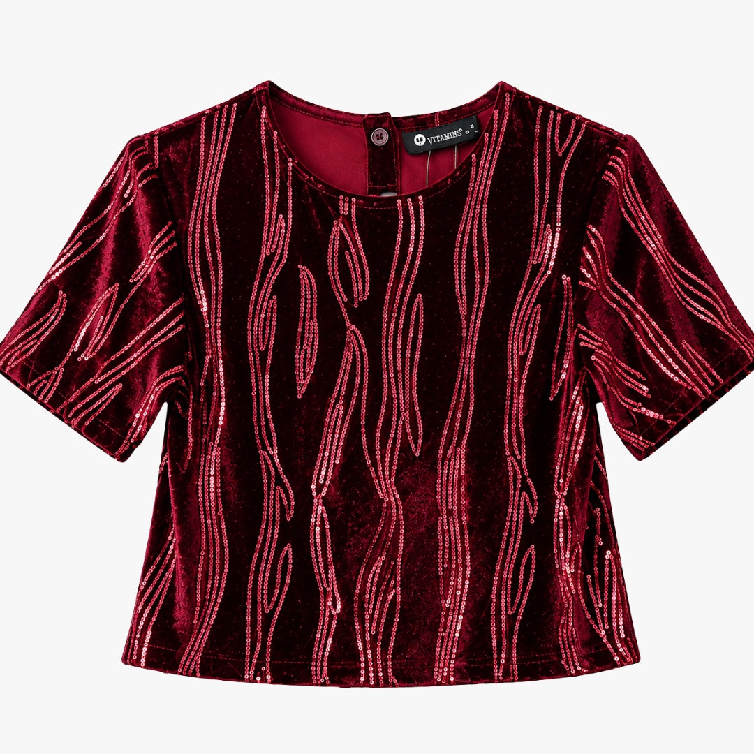 VITAMINS ROUND NECK LUREX KNIT SOLID MATCHING TOP