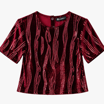 VITAMINS ROUND NECK LUREX KNIT SOLID MATCHING TOP