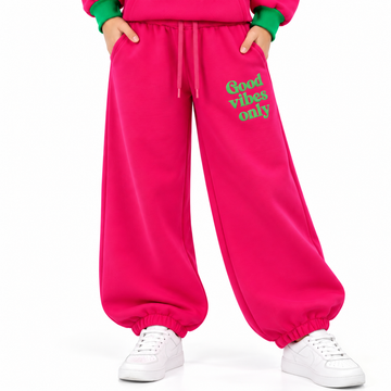 VITAMINS REGULAR FIT JOGGERS WITH GOOD VIBES ONLY GRAPHIC